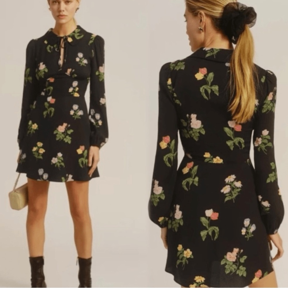 Reformation Will Dress Night Bloom Floral Long Sleeve Dress